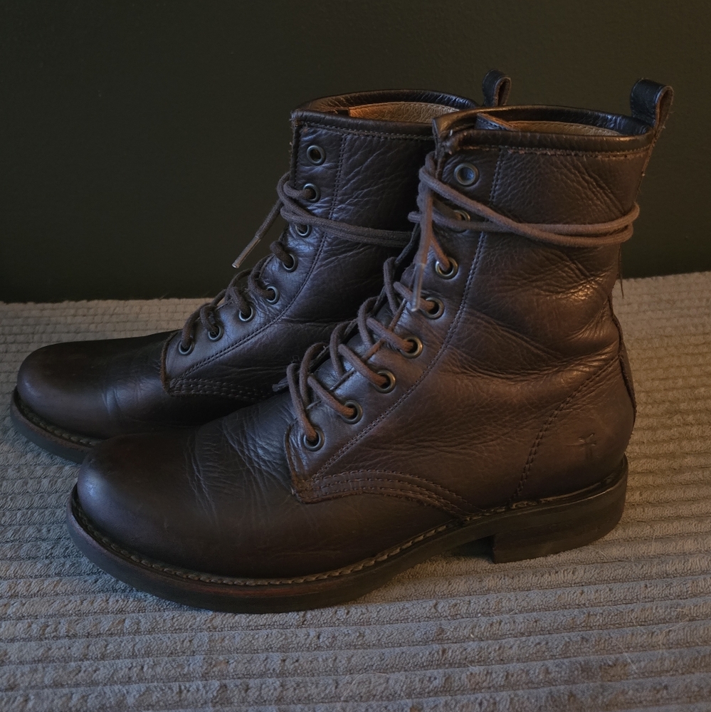 Frye Veronica Combat Boots Brown